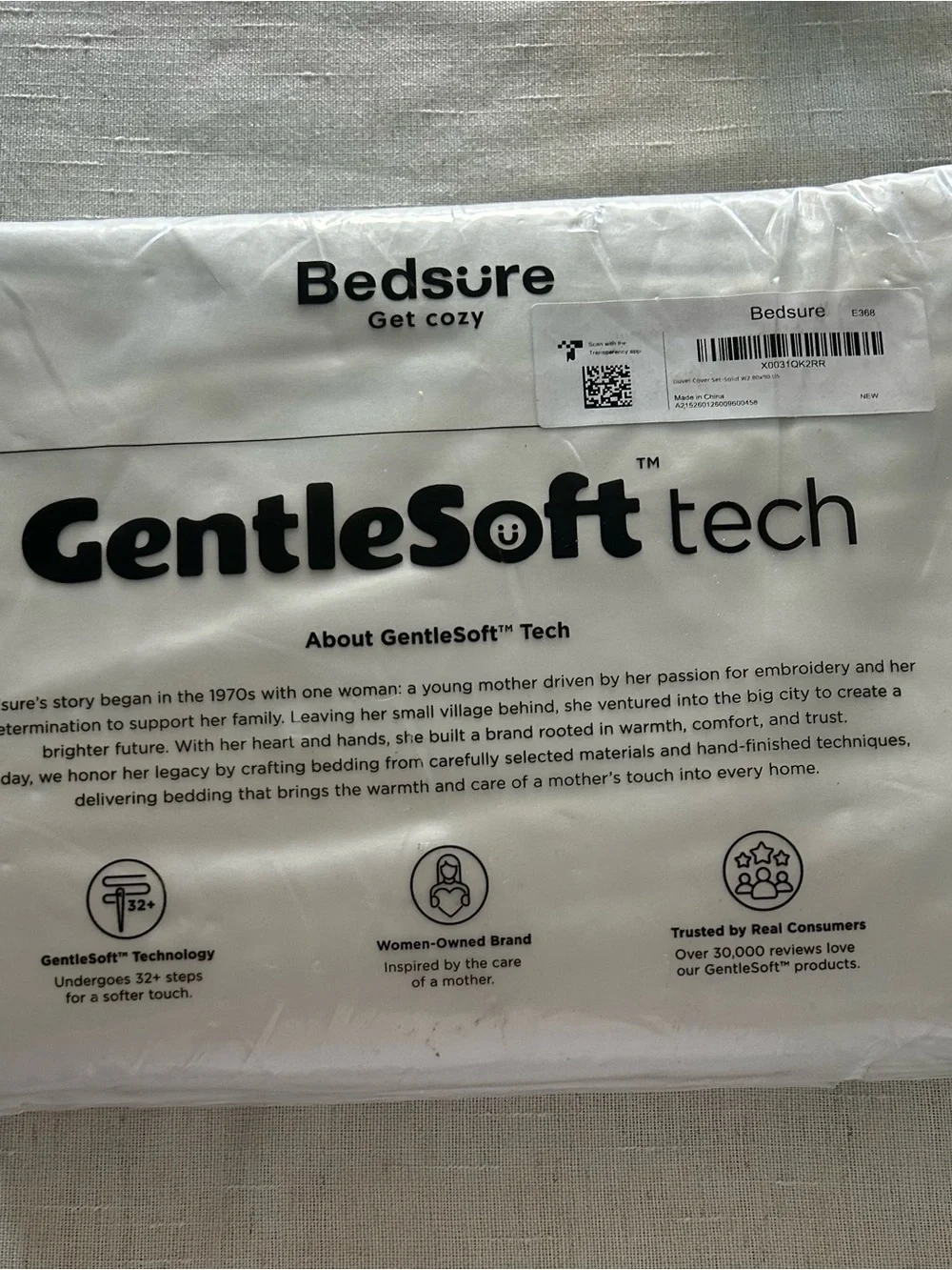 Bedsure GentleSoft Tech Duvet Cover - White Full Size, Soft Polyester.